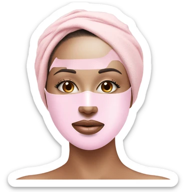 Lady with pastel pink face mask spa beauty full face relaxing sticker