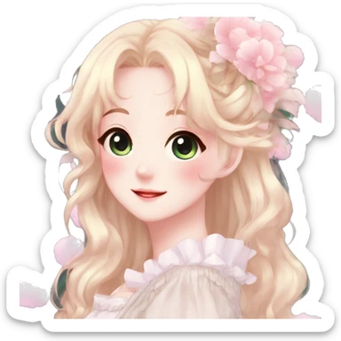 Gorgeous anime style lady with blushing face cottagecore fairycore  Kawaii anime colorful pearly romantic simplistic aesthetic trending stylea sticker