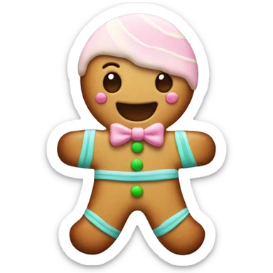 Pastel gingerbread man with the  sticker