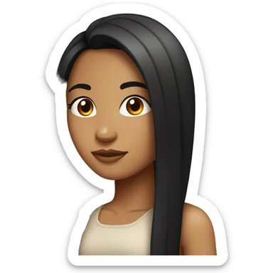 tan girl with straight black hair  sticker