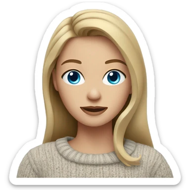 Blue eyed woman with long dark blonde hair in sweater sticker