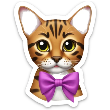Bengal cat with rad bow sticker