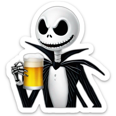 jack skellington drinking a beer sticker