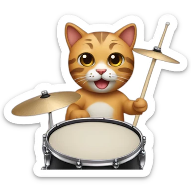 cute cat drummer sticker