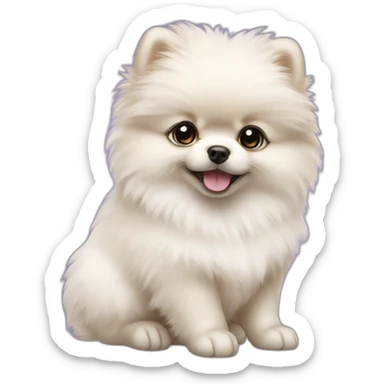 White Pomeranian puppy sticker