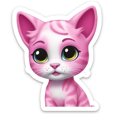 ethereal cute pink cat littlest pet shop lisa frank style sticker