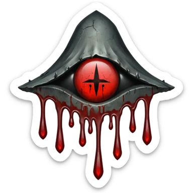 Upside-down halo dripping blood, black metal aesthetic, occult symbol sticker