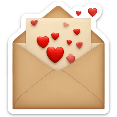 Tan envelope with red hearts all around  sticker