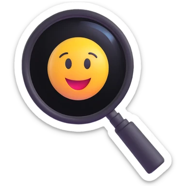 magnifying glass on a digital interface, microsoft 3d fluent emoji style sticker