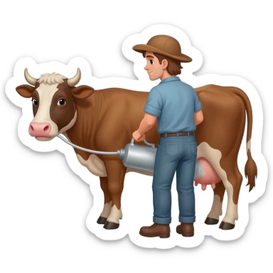 Una persona ordeñando una vaca sticker
