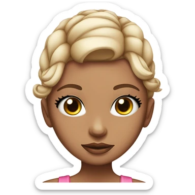 Girl with a pink bow in her hair and false eyelashes on her eyes sticker