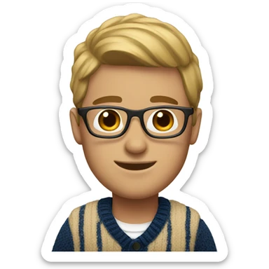 Guy with preppy sweater on sticker