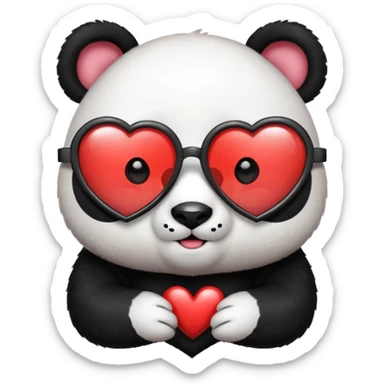 Panda with heart glasses sticker