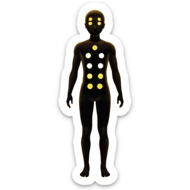human silhouette with seven glowing dots along the body sticker