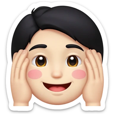 embarrassed white smiley face with black hair sticker