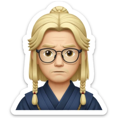 samurai, slim, long blonde hair , glasses sticker