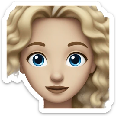 Face of a Women with dark blonde and wavy hair, blue and grey eyes, paler skin and freckles  sticker