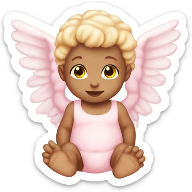 Soft pink cherub baby sticker