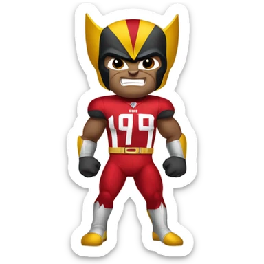 Wolverine in costume with 49ers colors sticker