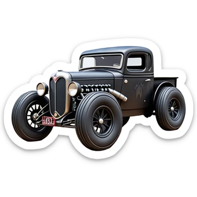 1:10 off-road lcg short wheelbase jumping Basher CatWoman’s 1934 blackened tarnished Darth Vader hotrod ford jaguar rc pickup (extra wide low profile rock climbing tires without fenders) sticker