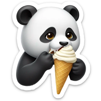 Panda eating ice cream sticker