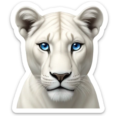  realistic white lioness no mane with blue eyes sticker