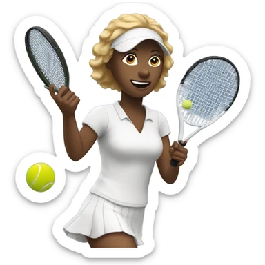 White woman hitting tennis ball  sticker