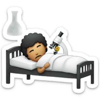 Sleepy Black hair man with microscope and pillow sticker