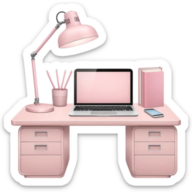 Pale Pink  Large office Workstation desk-Light Pale Pink book-Light Pale Pink wide desk lamp-Light Pale Pink one lap top sticker