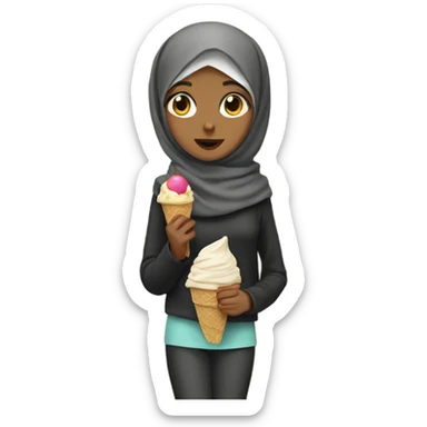 Girl wearing a hijab and eating ice cream sticker