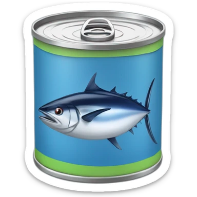 Realistic small can of tuna showing a sailling boat only blue colors sticker