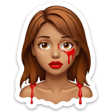 Brown Hair, Woman, white paint drip, face, hot, Sexy, lips sticker