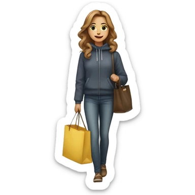 One light brown hair girl with a lot bag of shopping sticker