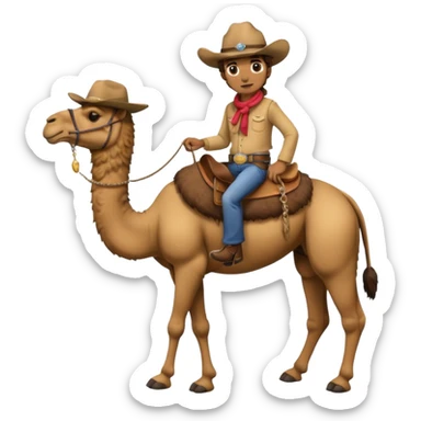 A full body camel with a cowboy hat sticker