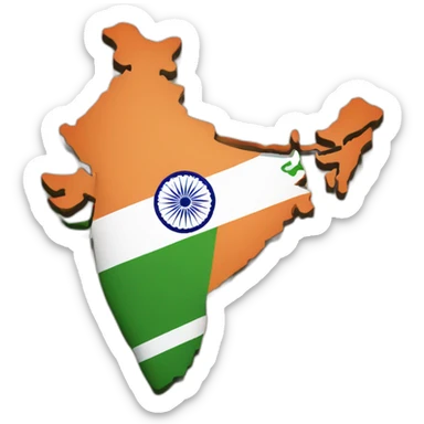 Indian flag on indian map sticker