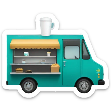 Black food truck with teal to go coffee cup on side  sticker