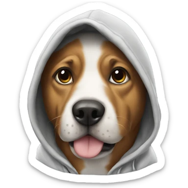 Dog wearing hoodie sticker