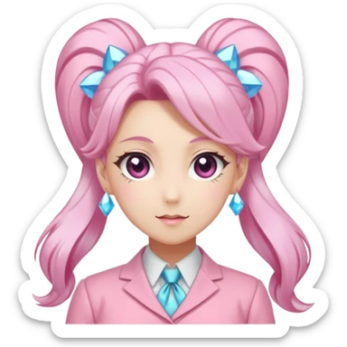 Anime-styled kawaii blushing mature lady-like formal modern Shiny pastel Ponytail-Diancie-Palkia-Amaura-Aurorus-aesthetic-fusion sticker