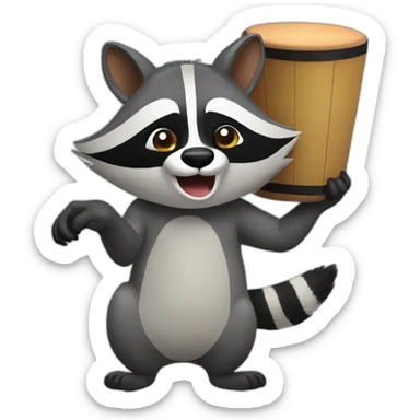 A raccoon with a bongo sticker