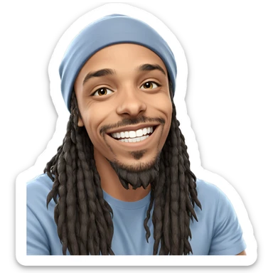 smiling boy in blue shirt sticker