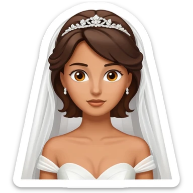 Brunette tanned woman in white wedding dress sticker