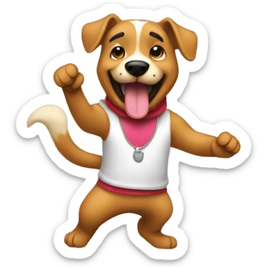 perro bailando con una frase que diga bienvenidos tiesos  sticker