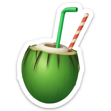 green coconut with a straw sticker
