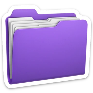 purple folder with papers inside, papers barely visible, slightly 3D style sticker
