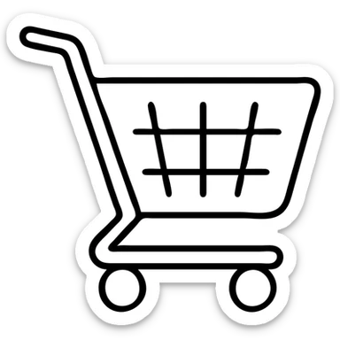 A shopping cart icon with handle and basket, viewed from an angle sticker