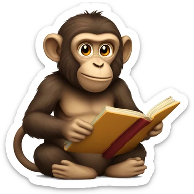 a monkey read book sticker