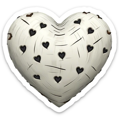 heart made of birch tree, white with black marks sticker