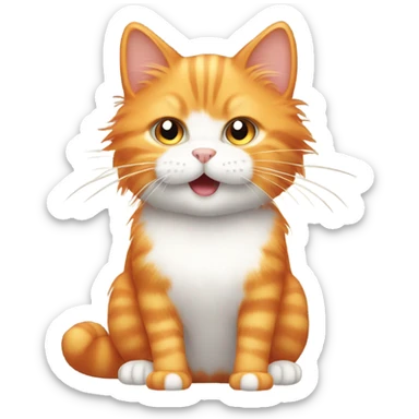 Super fluffy orange cat static electricity  sticker