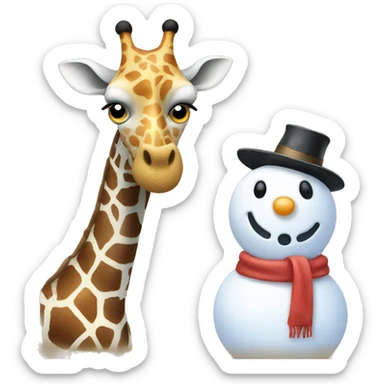Snowman and giraffe sticker