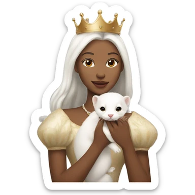 Queen holding a pet white ferret sticker